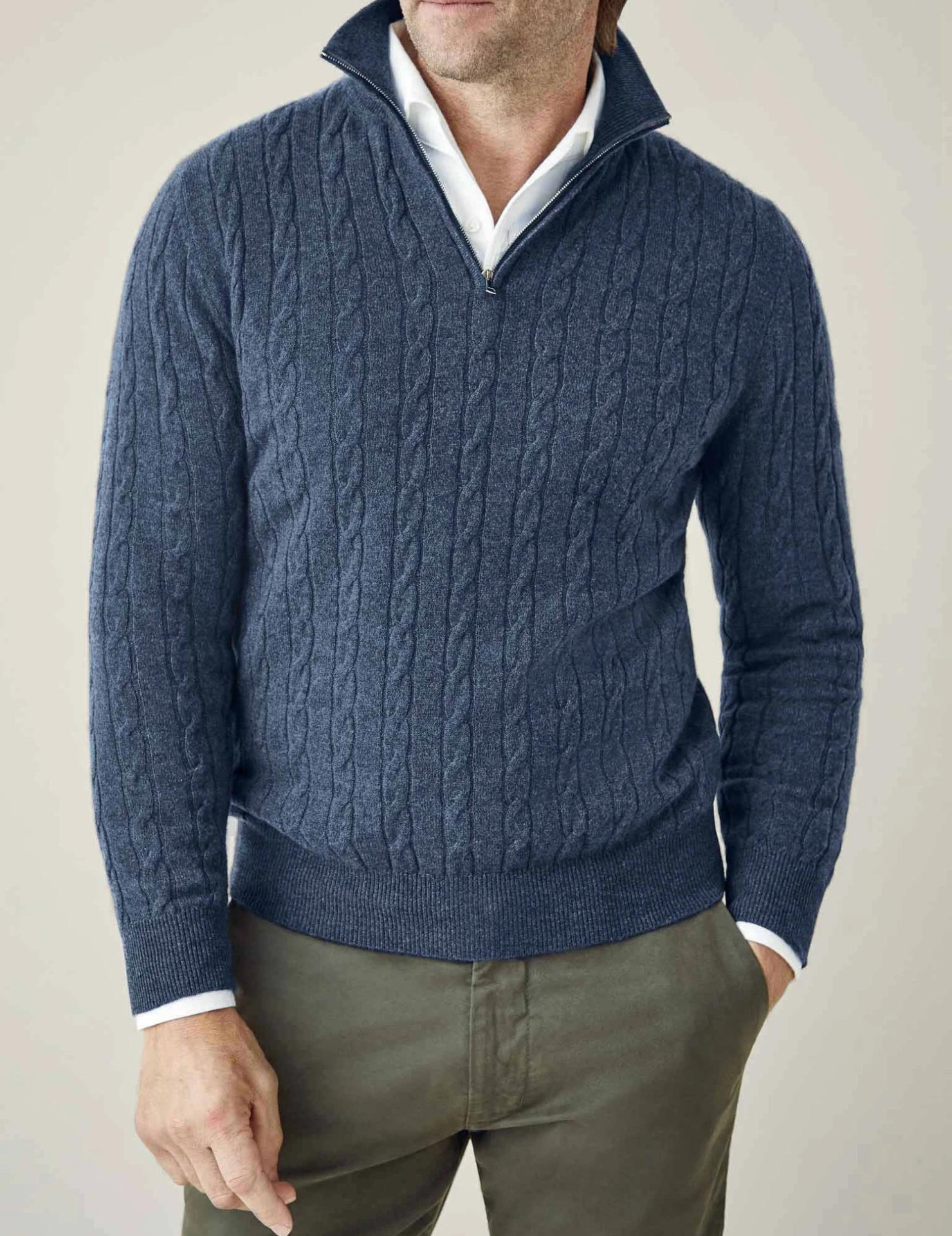 Dawson | Men's Quarter Zip Cable Knit Sweater - Image 1