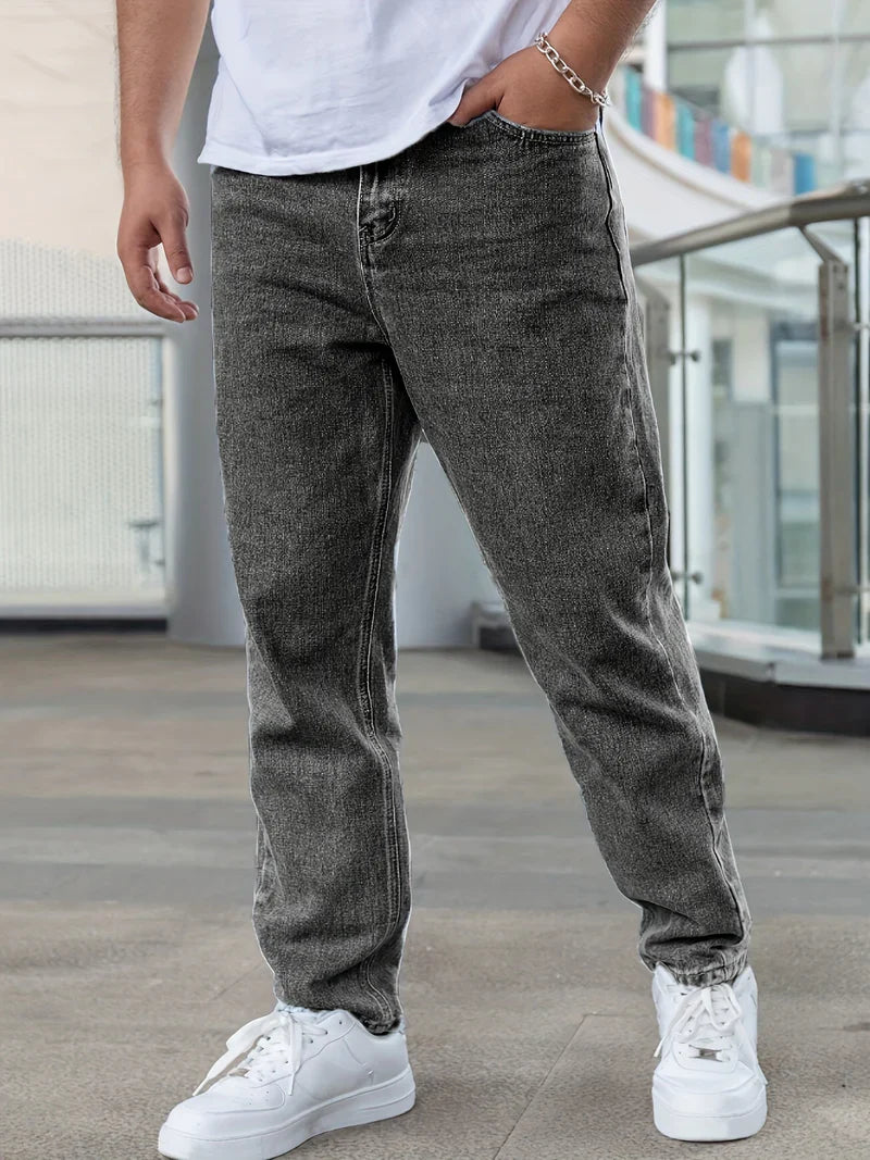 Jeremy | Men's Stylish Cotton Straight Leg Jeans - Image 2