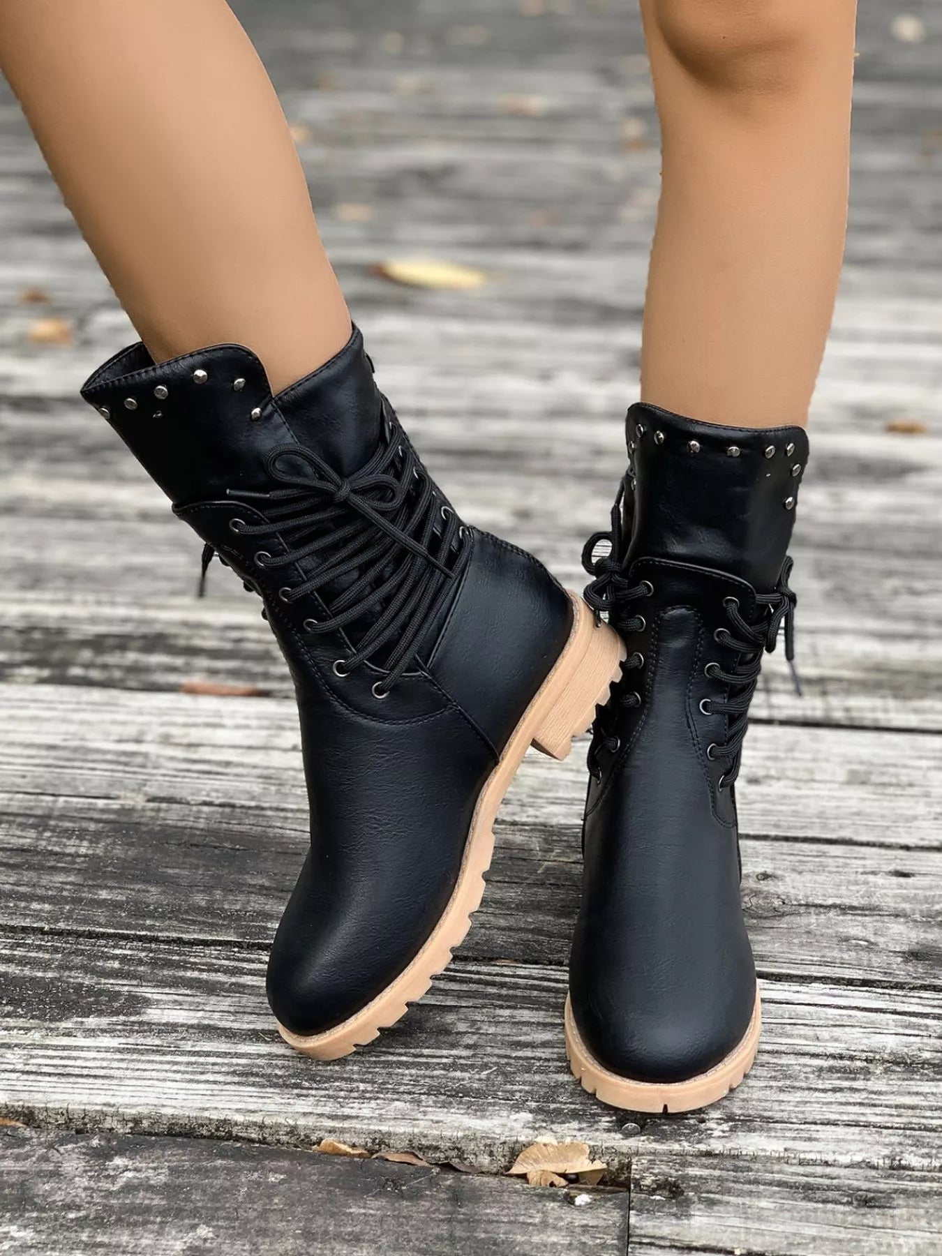 Susan | Women's Lace-Up Mid-Calf Combat Boots - Image 10