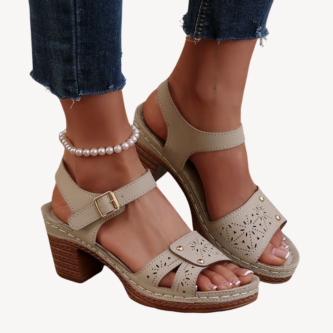 Vestea | Elegant Orthopedic Sandals with Block Heels - Image 1
