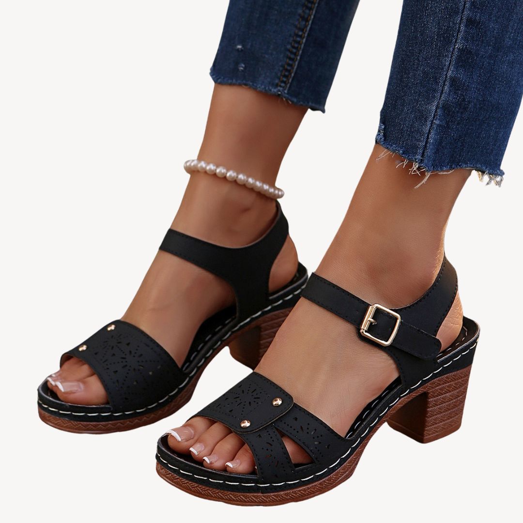 Vestea | Elegant Orthopedic Sandals with Block Heels - Image 2