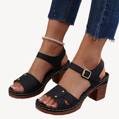 Vestea | Elegant Orthopedic Sandals with Block Heels - Image 2