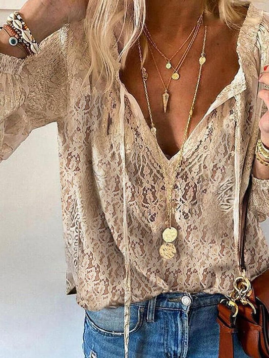 Kelly | Elegant Boho Blouse with Cutout Neckline - Image 1