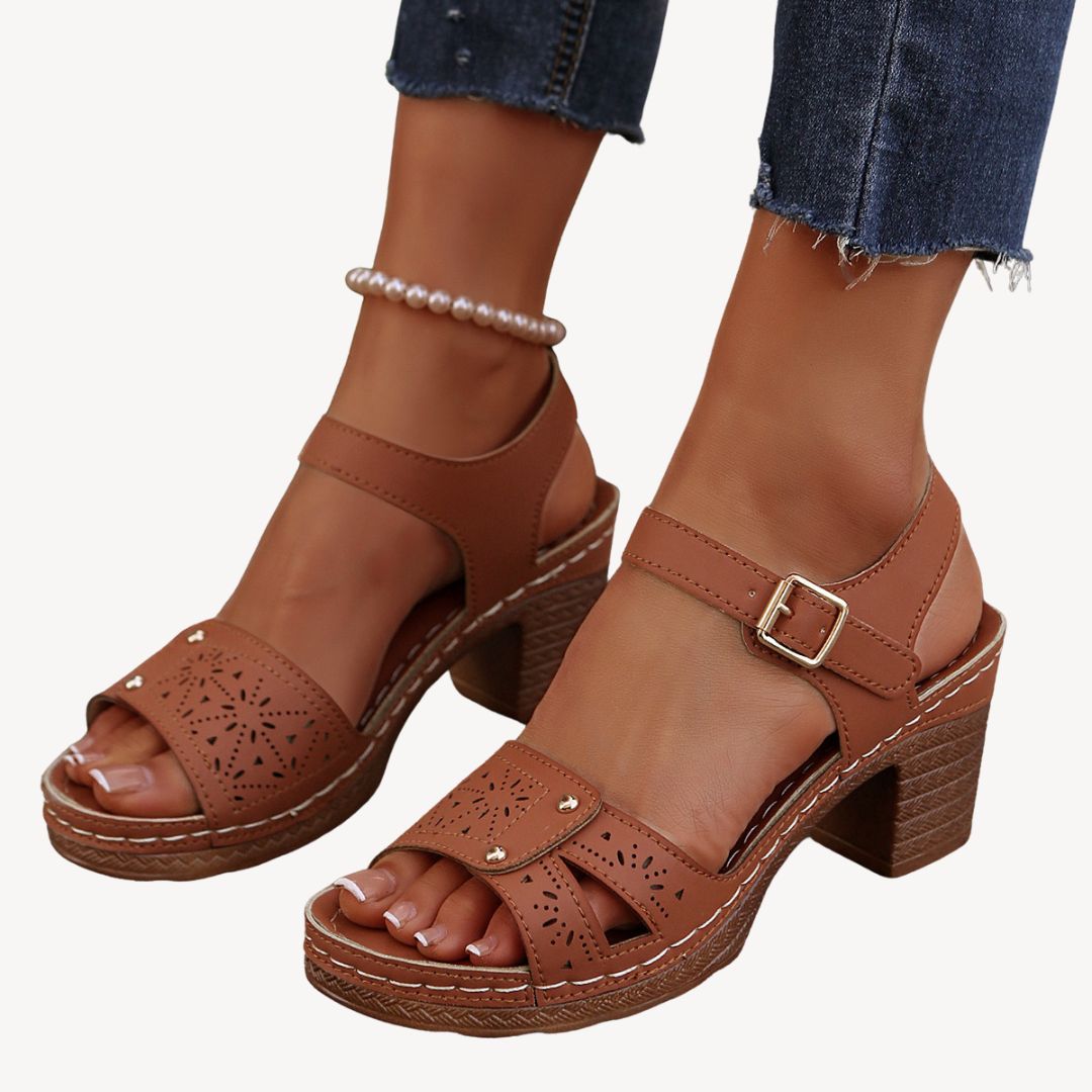 Vestea | Elegant Orthopedic Sandals with Block Heels - Image 3