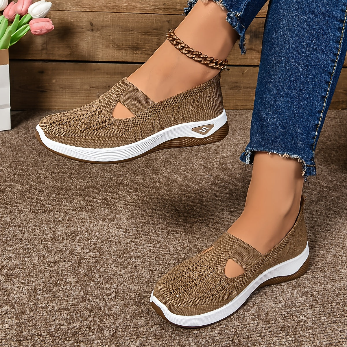 Barbara | Stylish Low-Cut Sneakers - Breathable Knit and Cushioned Comfort - Image 5