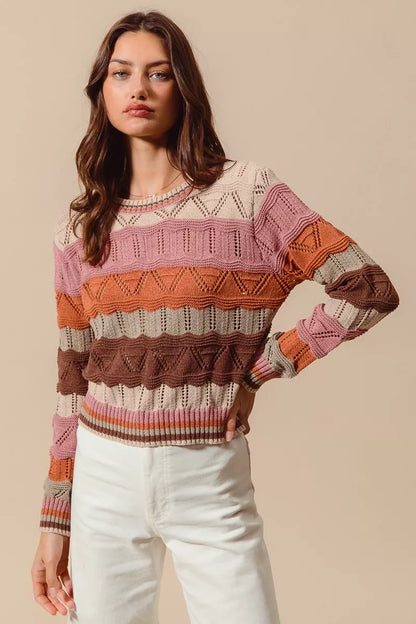 Jamie | Women's Striped Long Sleeve Sweater - Image 7