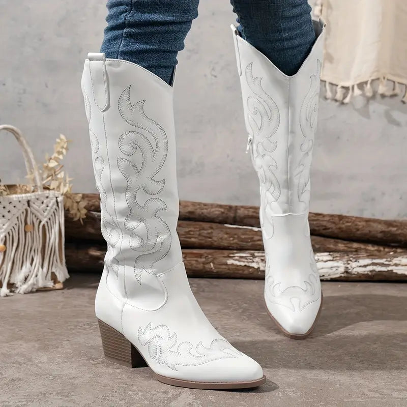 Ann | Women's Embroidered Knee High Cowboy Boots - Image 2