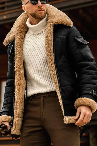 Kendall | Men's Shearling Aviator Jacket - Image 3