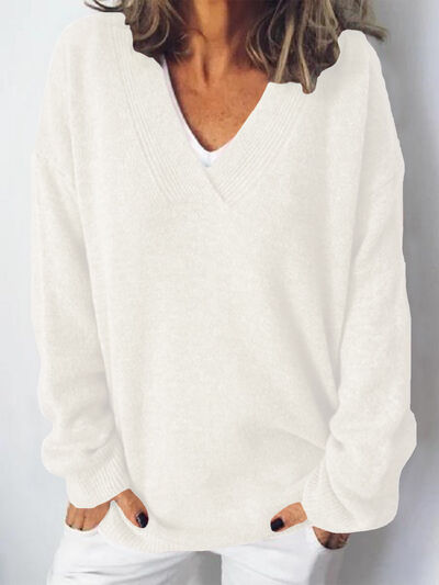 Jeanette | Women's Oversized V-Neck Sweater - Image 4