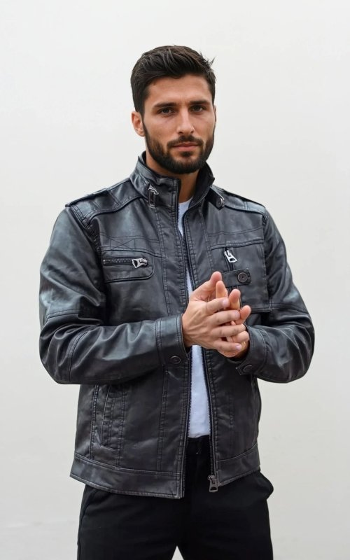 Parker | Men's Slim-Fit Motorcycle Jacket - Image 4
