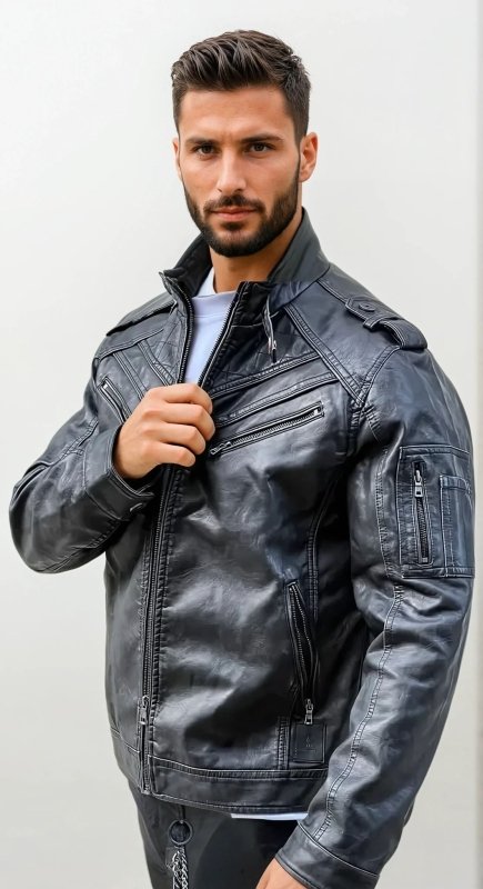 Parker | Men's Slim-Fit Motorcycle Jacket - Image 2