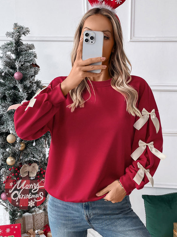 Tasha | Women's Crew Neck Bow Sleeve Sweater - Image 3