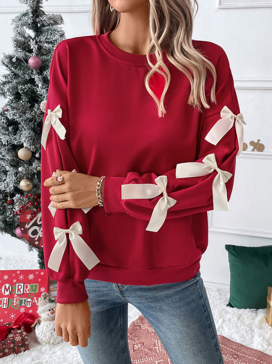 Tasha | Women's Crew Neck Bow Sleeve Sweater - Image 1