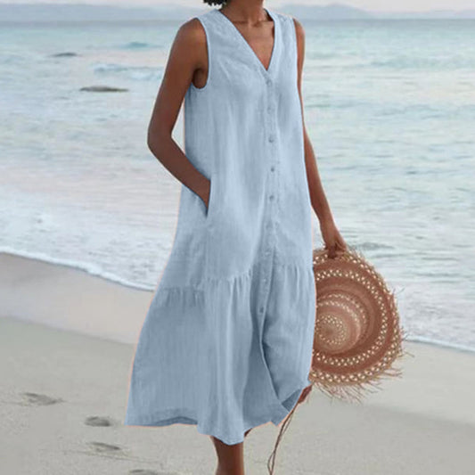 Lynne | Elegant Sleeveless Midi Dress - Image 1
