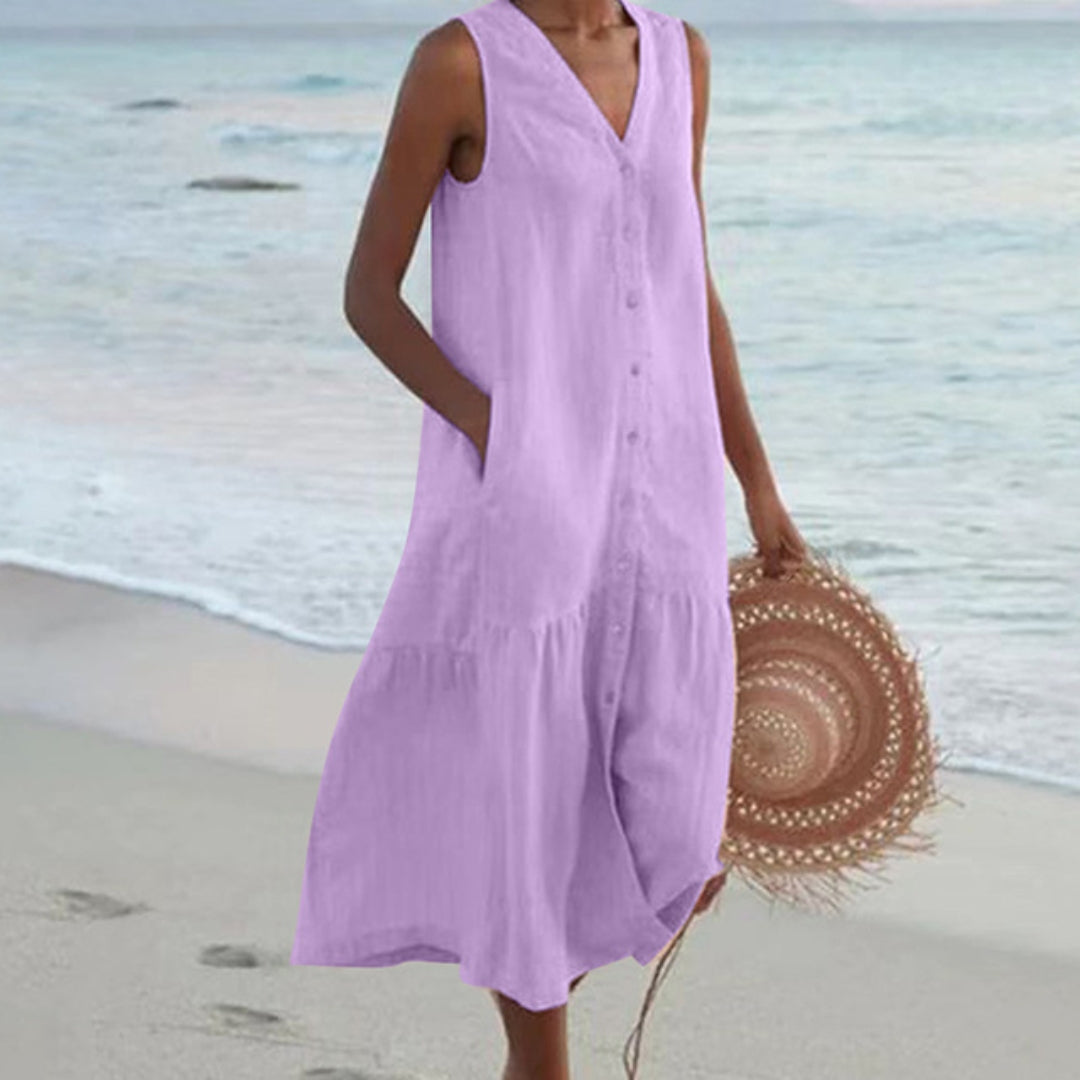 Lynne | Elegant Sleeveless Midi Dress - Image 2