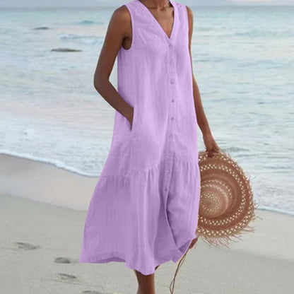 Lynne | Elegant Sleeveless Midi Dress - Image 2