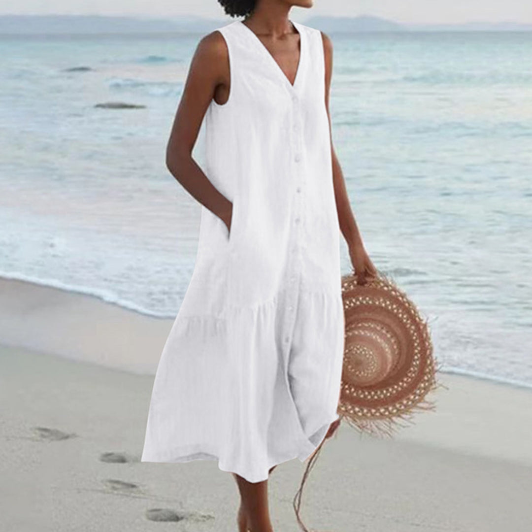 Lynne | Elegant Sleeveless Midi Dress - Image 4