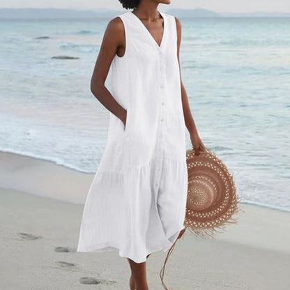 Lynne | Elegant Sleeveless Midi Dress - Image 4