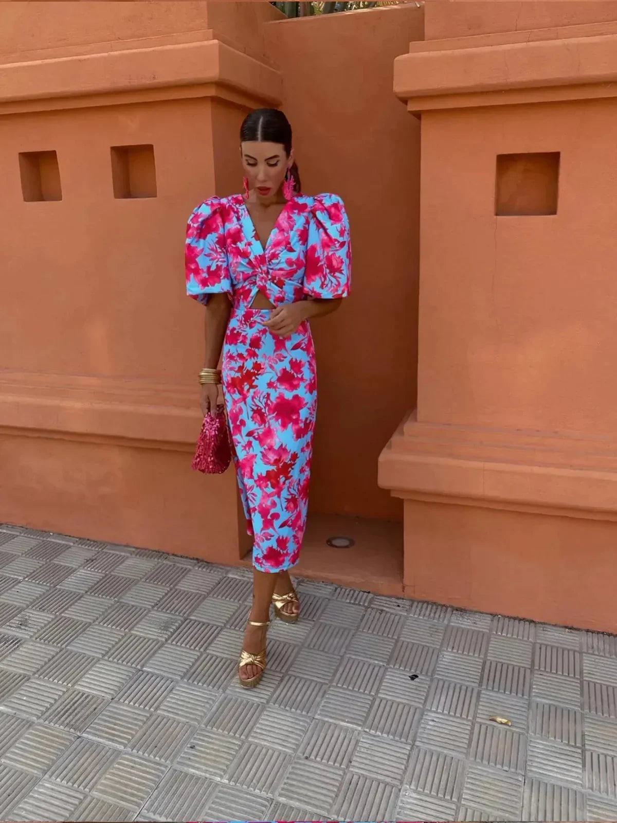 Dianna | Women’s Elegant Puff Sleeve Printed Dress - Image 6