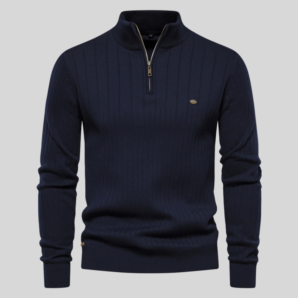 Kris | Men's Quarter-Zip Ribbed Sweater - Image 1