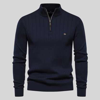 Kris | Men's Quarter-Zip Ribbed Sweater - Image 1