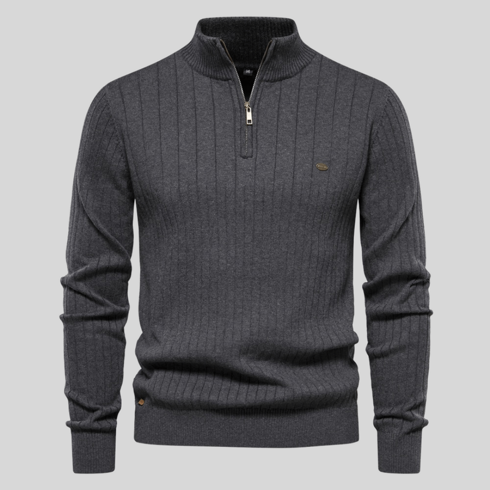 Kris | Men's Quarter-Zip Ribbed Sweater - Image 8