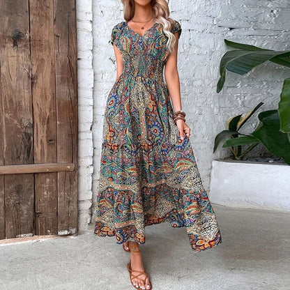 Sally | Elegant Flowy Maxi Dress with V-neck - Image 1