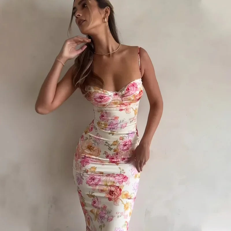 Heather | Elegant Floral Maxi Dress with Lace Trim - Image 4