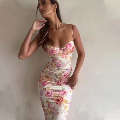 Heather | Elegant Floral Maxi Dress with Lace Trim - Image 4