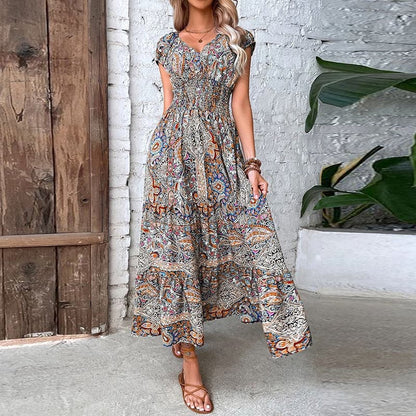Sally | Elegant Flowy Maxi Dress with V-neck - Image 5