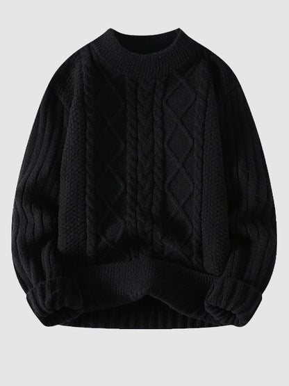 Cole | Men's Cable Knit Crew Neck Sweater - Image 4