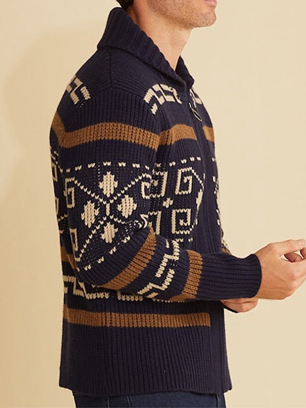 Joel | Men's Shawl Collar Patterned Cardigan - Image 11