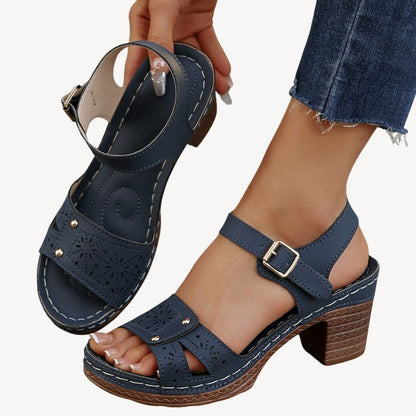 Vestea | Elegant Orthopedic Sandals with Block Heels - Image 4
