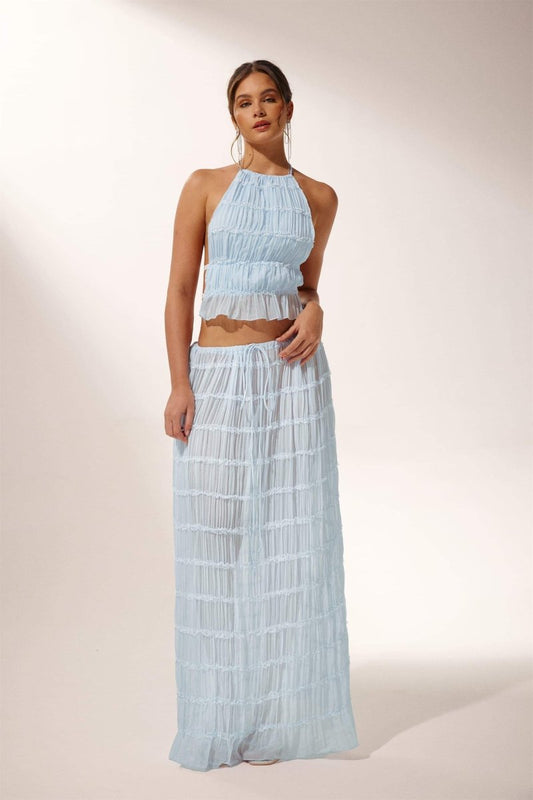 Couture-moda | Stylish Halter Crop Top & Flared Maxi Skirt Set - Image 1