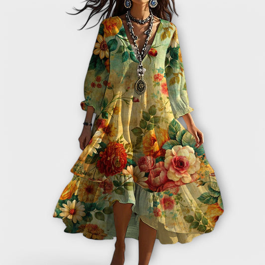 Michelle | Elegant Floral Midi Dress - Image 1