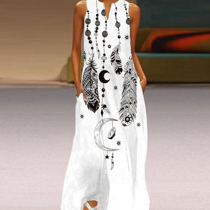 Mia | Sleeveless Butterfly Print Maxi Dress with Pockets - Image 9