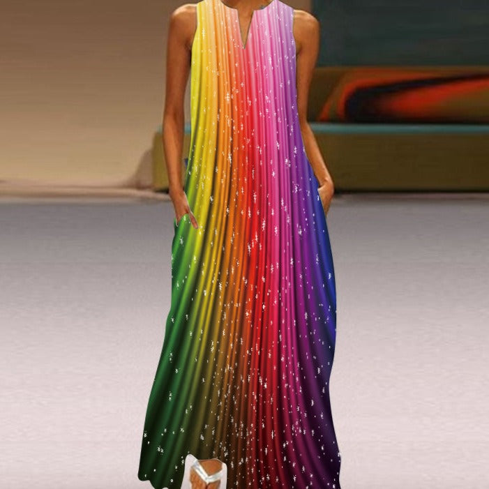 Mia | Sleeveless Butterfly Print Maxi Dress with Pockets - Image 2