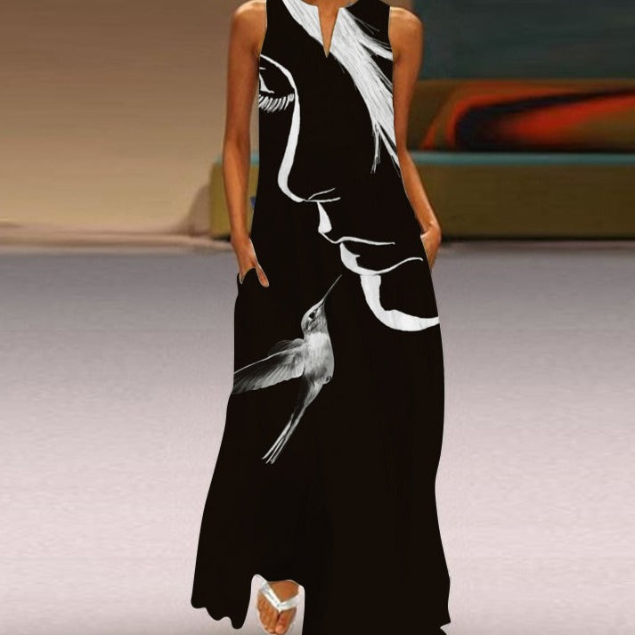 Mia | Sleeveless Butterfly Print Maxi Dress with Pockets - Image 11