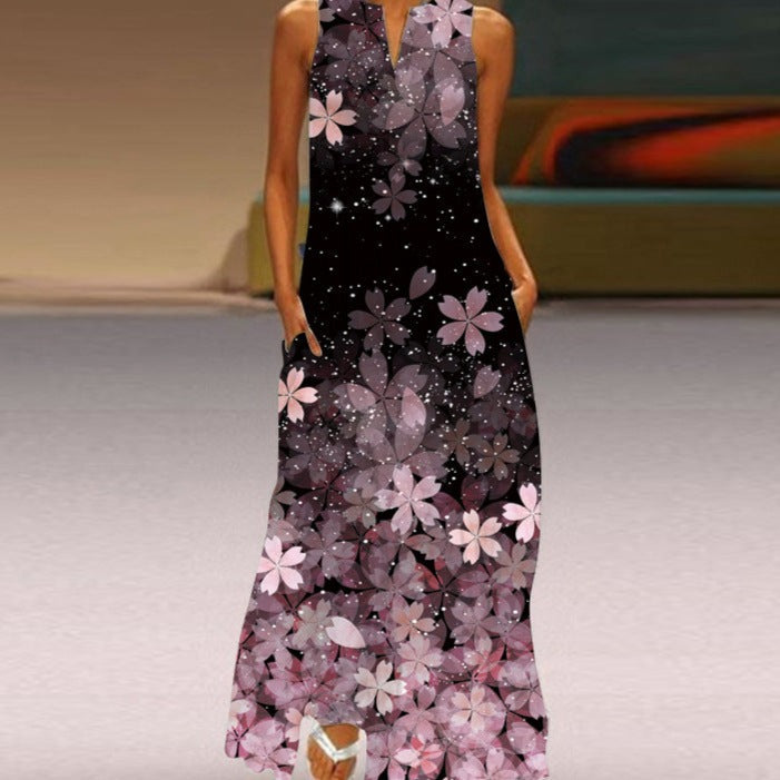 Mia | Sleeveless Butterfly Print Maxi Dress with Pockets - Image 3