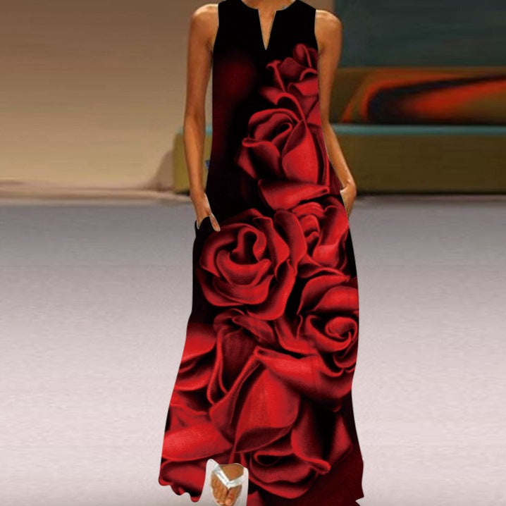 Mia | Sleeveless Butterfly Print Maxi Dress with Pockets - Image 4
