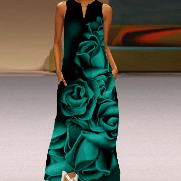 Mia | Sleeveless Butterfly Print Maxi Dress with Pockets - Image 5