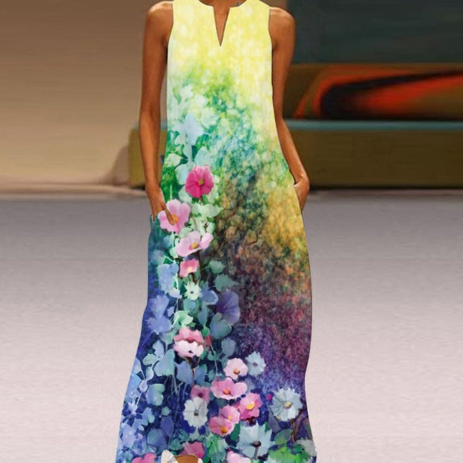 Mia | Sleeveless Butterfly Print Maxi Dress with Pockets - Image 7