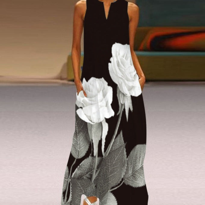 Mia | Sleeveless Butterfly Print Maxi Dress with Pockets - Image 12