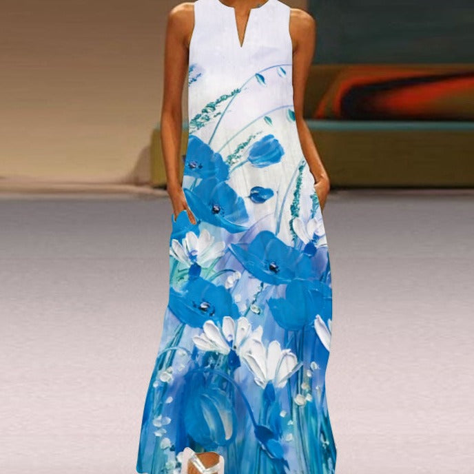 Mia | Sleeveless Butterfly Print Maxi Dress with Pockets - Image 6