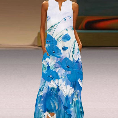 Mia | Sleeveless Butterfly Print Maxi Dress with Pockets - Image 6