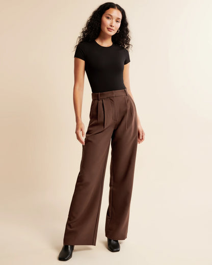 Zara | High Waist Pleated Leg Trousers with Tailored Fit