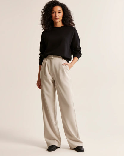 Zara | High Waist Pleated Leg Trousers with Tailored Fit