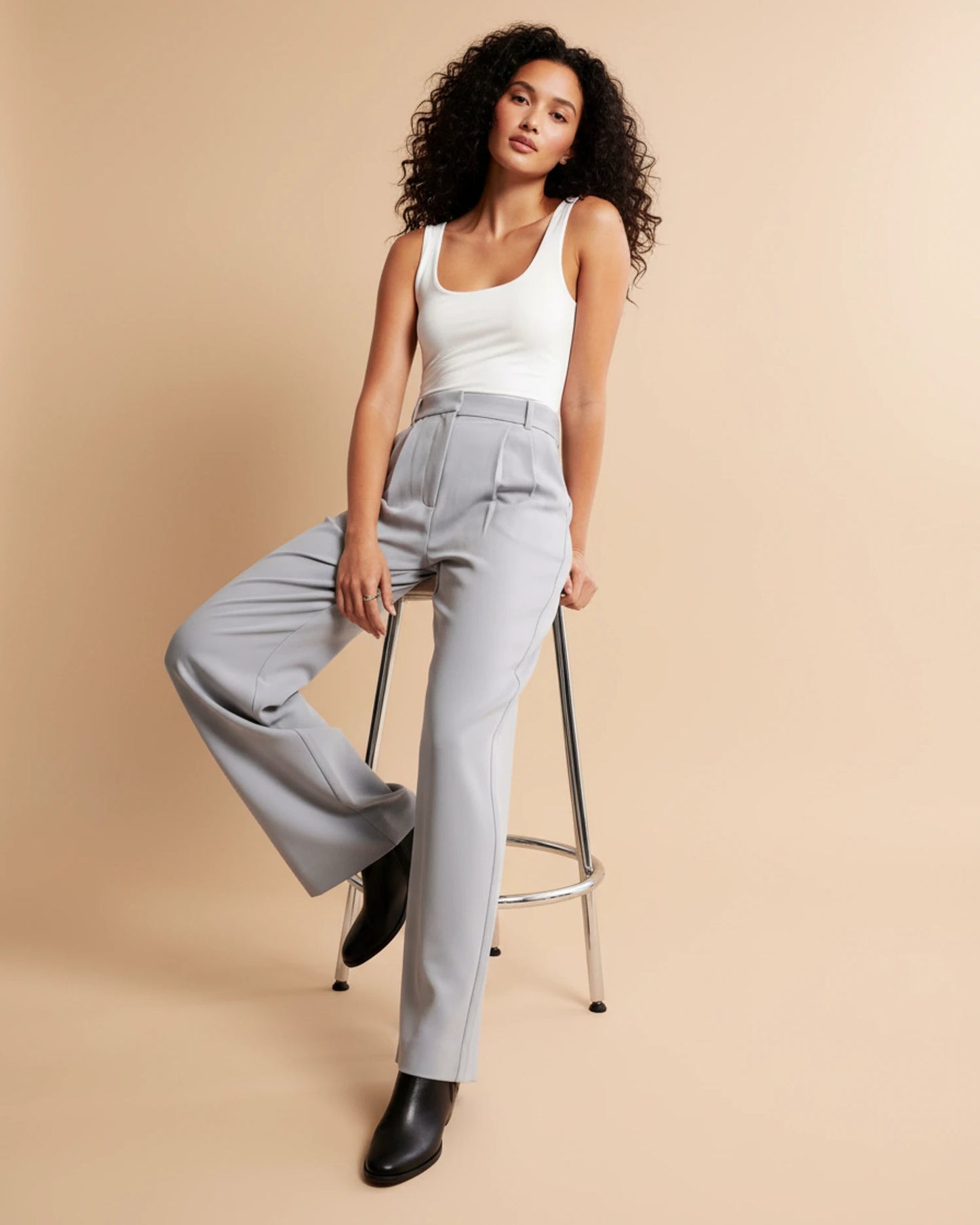 Zara | High Waist Pleated Leg Trousers with Tailored Fit