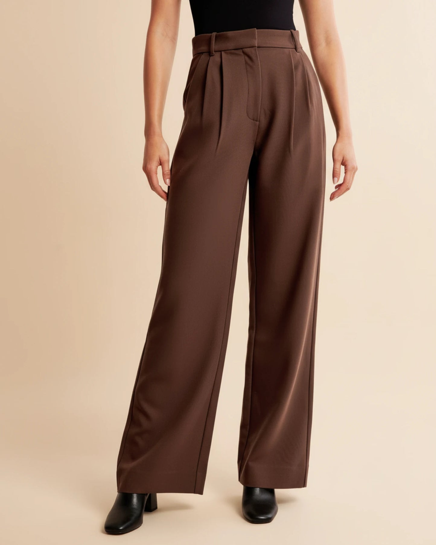 Zara | High Waist Pleated Leg Trousers with Tailored Fit