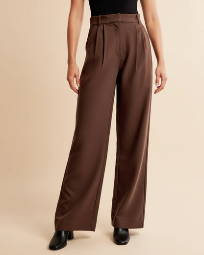Zara | High Waist Pleated Leg Trousers with Tailored Fit